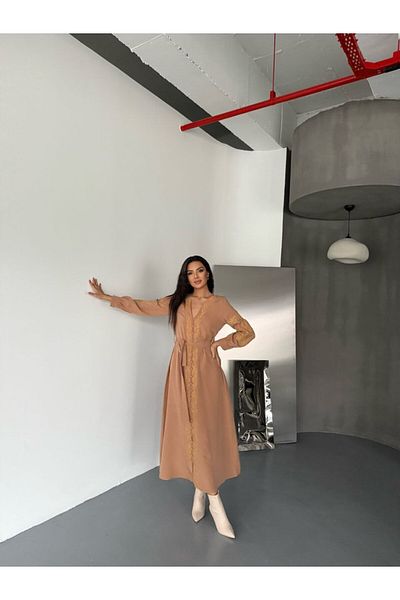 suphias Atlas Fabric&Embroidery Detail Dress(Sash Included)