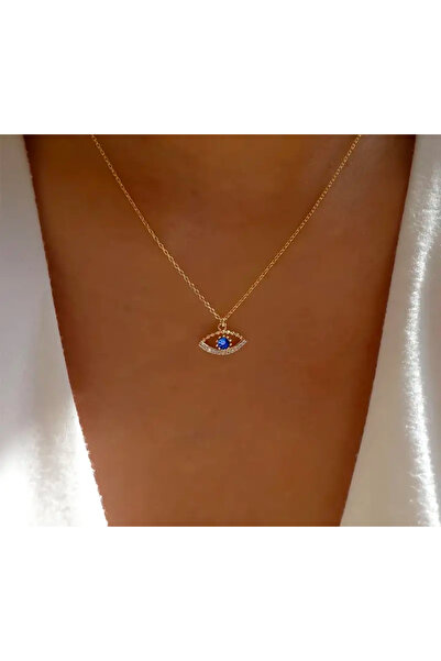 Butik MAVİ TAŞLI GÖZ ŞEKİLLİ ŞANS KOLYE