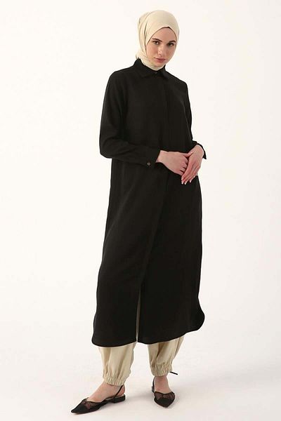 ALLDAY Black-Discreet Patch Long Shirt