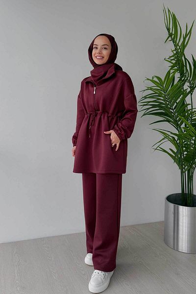 Ka Hijab Set 2 piese Hijab Scuba Burgundy - Guler de design
