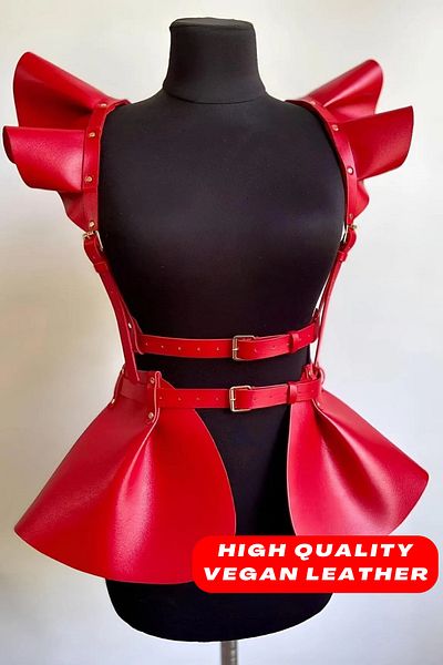 Angels Passion Harnaș pentru haine din piele, rochie mini din piele elegantă, rochie din piele prințesă