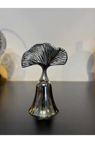 Mercan Tasarım Atölyesi Gingko Yapraklı Metal Çan Mum Söndürücü-Gümüş