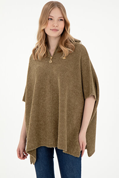 U.S. Polo Assn. Women's Khaki Zippered Knitwear Poncho 50293175-Vr027