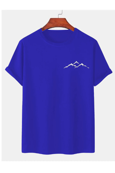 zizai moda Mountain View Printed Black Crew Neck Summer Short Sleeve Unisex T...