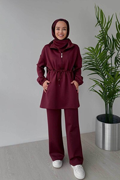 Ka Hijab Claret Red Scuba Hijab Set of 2 - Design Collar