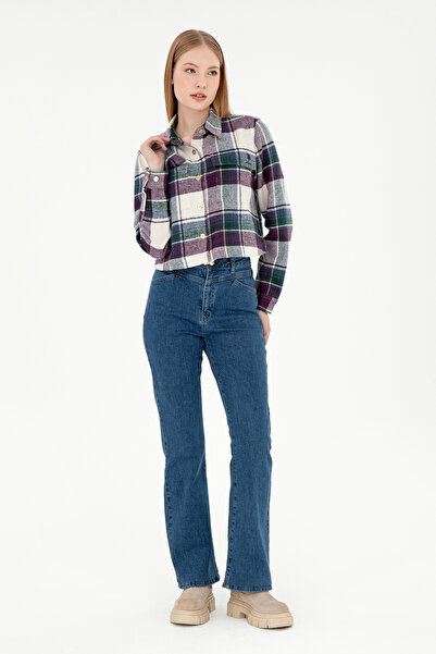 U.S. Polo Assn. Kadın Mavi Slim Flare Fit Jean Pantolon 50295426-DN0022