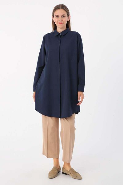 ALLDAY Navy-Large Size Shirt Tunic