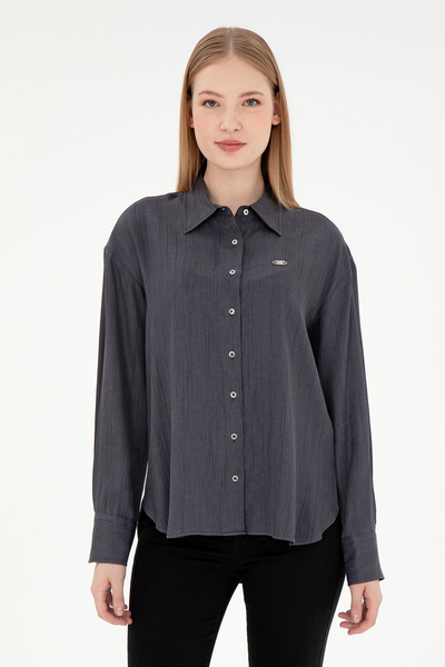 U.S. Polo Assn. Kadın Antrasit Uzun Kollu Gömlek 50293971-VR006