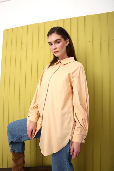 ALLDAY Beige-Oversize Sleeve Pleat Detail Shirt Tunic