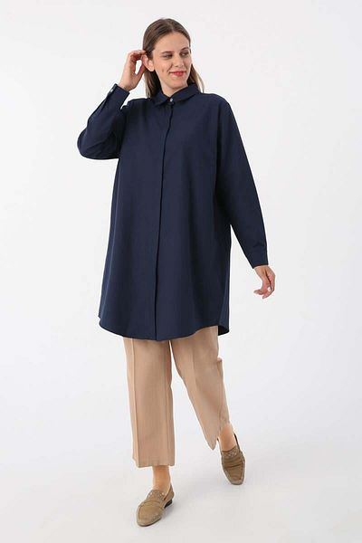 ALLDAY Navy-Large Size Shirt Tunic