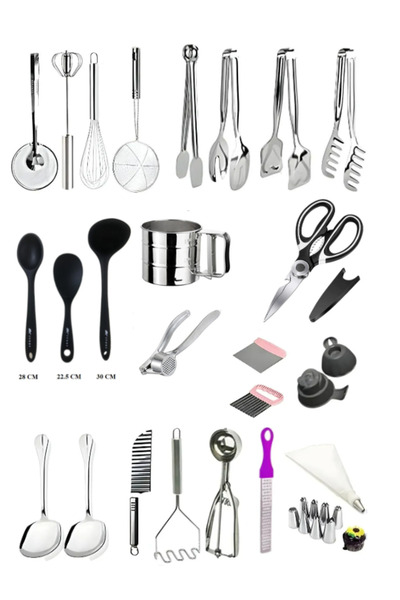 Hilamingo Home 25 Parça Pişirme ve Servis Gereçleri, Servis Kaşığı,Çırpıcı,Si...
