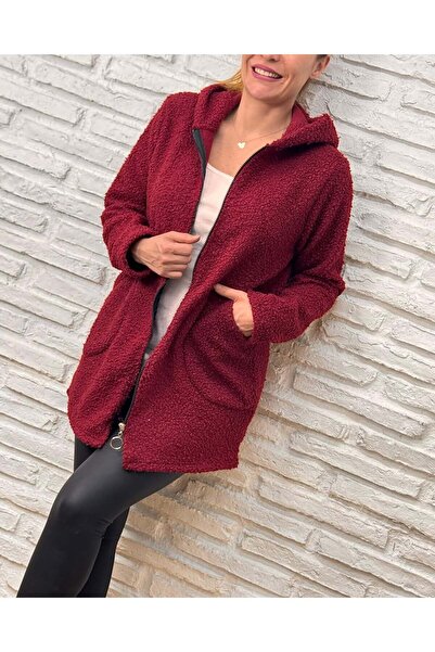 Butik Ayseba Kadın Buklet Kapüşonlu Hırka Ceket