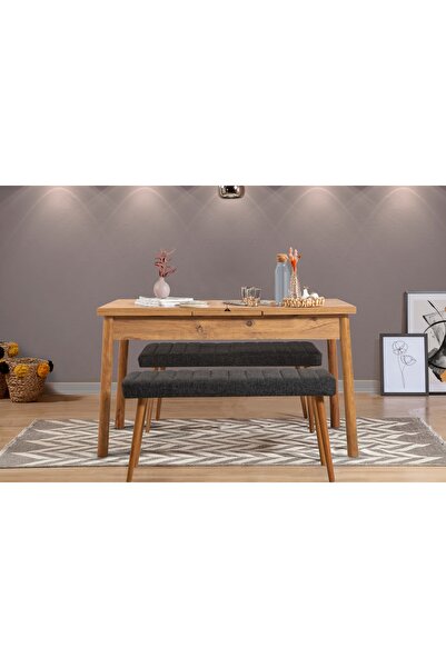 Vivense STORMİ MUTFAK MASA TAKIMI, ATLANTİK ANTRASİT 1053, 120X75