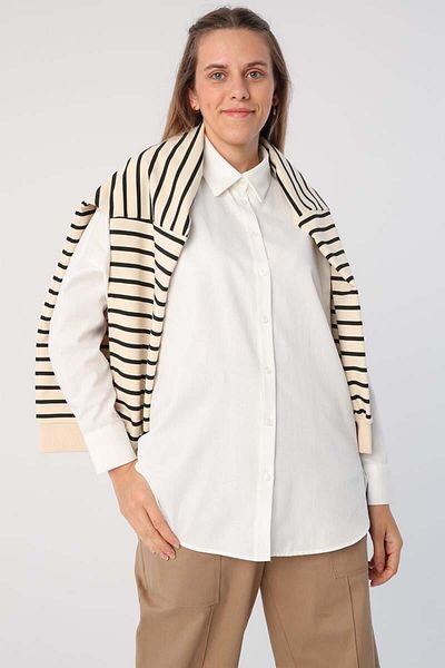 ALLDAY Ecru-Oversize Basic Shirt