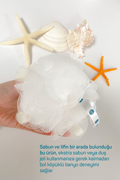 Balmy ليفة حمام بالصابون الأبيض