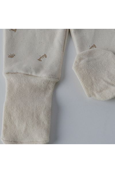 Bebetto Beige Interlok Dream Big Jumpsuit with Socks and Print T3856