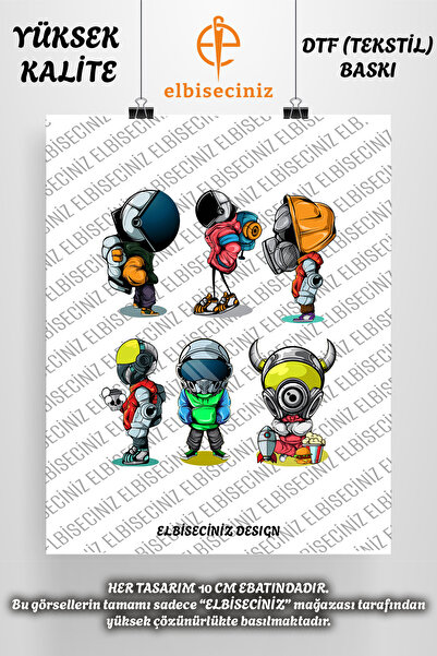 VİZYON İKRA طباعة نسيج DTF متميزة تحت عنوان "رائد الفضاء". يمكن لصقه بسهولة ب...