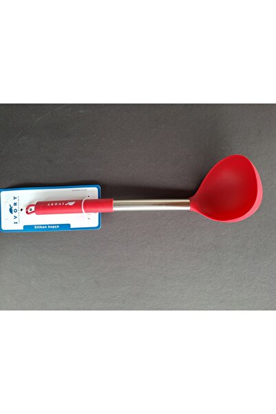 IVORY Set of 5 Silicone Spoons with Steel Handle - Spatula, Colander, Ladle and Pasta Spoon