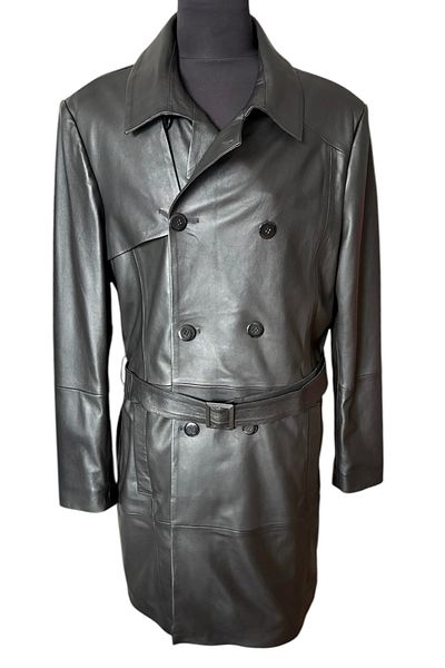 asus deri Proximo - Men's Black Genuine Leather Trench Coat