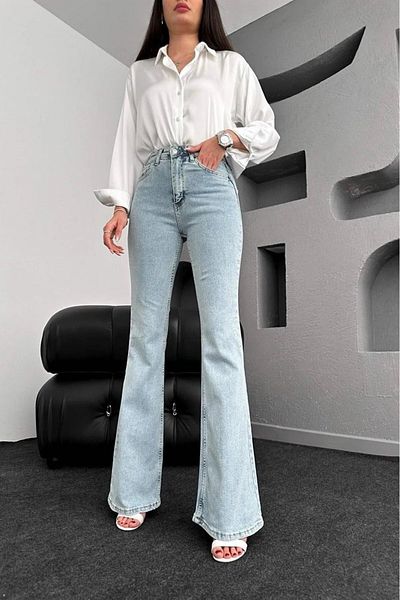 Trn JNS Αλφά Μπλε Ανοιχτό Snow Wash Flared Leg Lycra Flare Jeans Τζιν παντελόνι