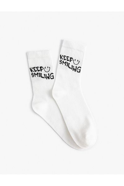 Koton Slogan Patterned Stylish Socks