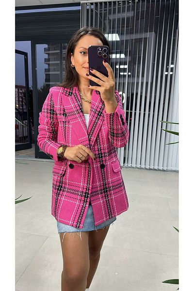 caddstore Jachetă din tweed roz și negru