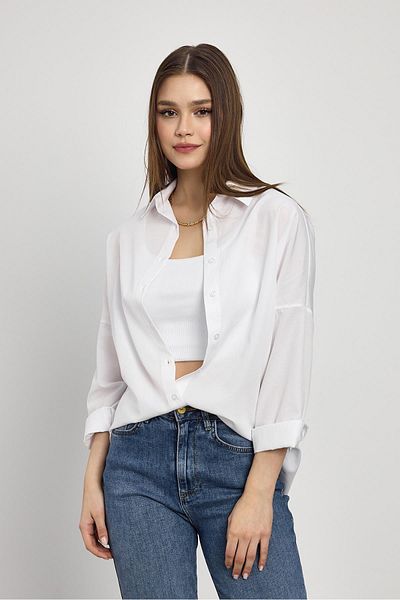 Rays Cămașă de bază albă, relaxată, cu croială relaxată - 6621a