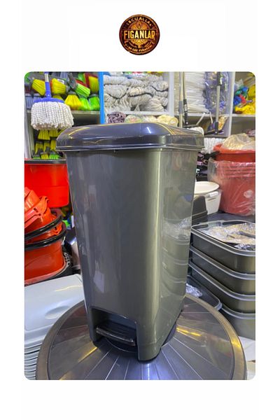 figanlar ambalaj 3 Pcs Gray Glossy 20 Lt Slim Pedal Black Lid Trash Can Kitchen Bathroom Trash Can with Pedal