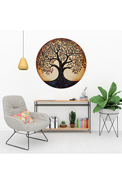 KOSS Dijital Autocolant rotund cu copac cu frunze colorate, autocolant în for...