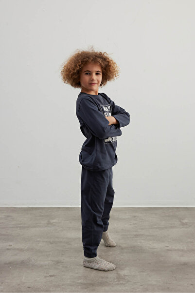 Syah Erkek Çocuk Pamuklu Uzun Kollu Pijama Takımı