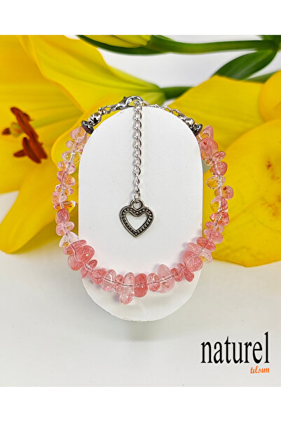 Naturel Tılsım Gül Kuvars Kırık Doğal Taş Lady Bileklik