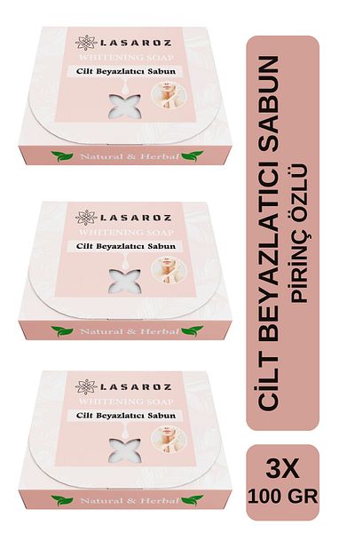 lasaroz Skin Whitening Soap with Rice Extract Natural Herbal 3X100Gr Advantageous Package