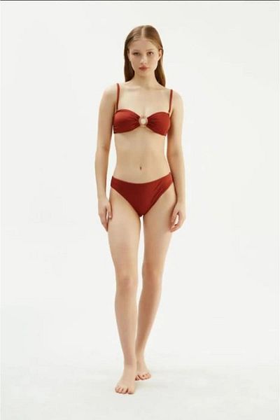 Eros Brick Color Strapless Buckle Bikini Set - 2075Esbk