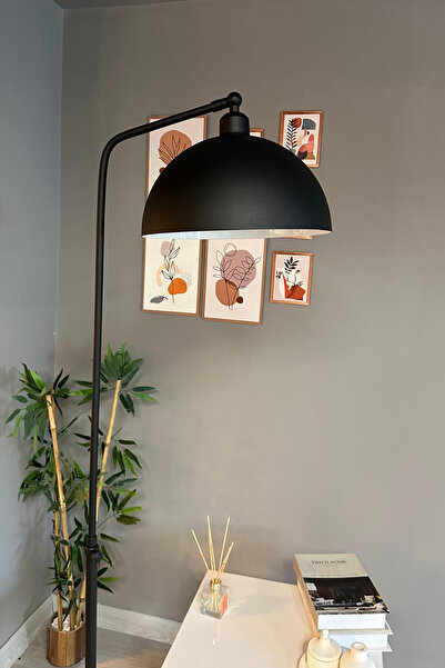 Bamyum Siyah Lambader Hareketli Başlık Modern Dekoratif Metal Oturma Odası Çalışma Odası Zemin Lambası