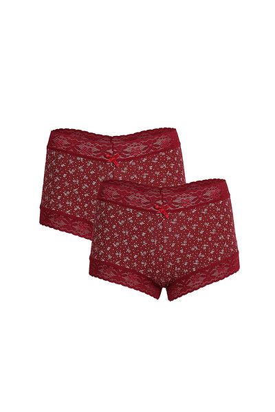 Akbeniz Claret Red Cotton Γυναικείο Boxer - Πακέτο 2 40266