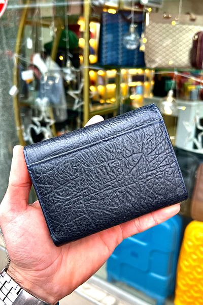 CüzCan Sahra Navy Blue Genuine Leather Women's Wallet Polite and Convenient (12X9Cm)