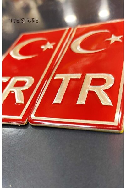 Genel Markalar Plaka Tr Kırmızı Kabartmalı 2 Adet Kendinden Yapışkanlı Türk