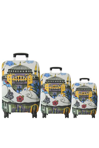 MY SARACİYE (My # 121 Ayasofya / Hagia Sophia Cat) Set of Cases for Suitcases (Cabin Medium and Large)