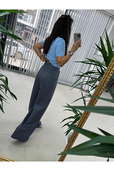 caddstore Mc 3016 Çapraz Düğme Detaylı Gri Pantolon