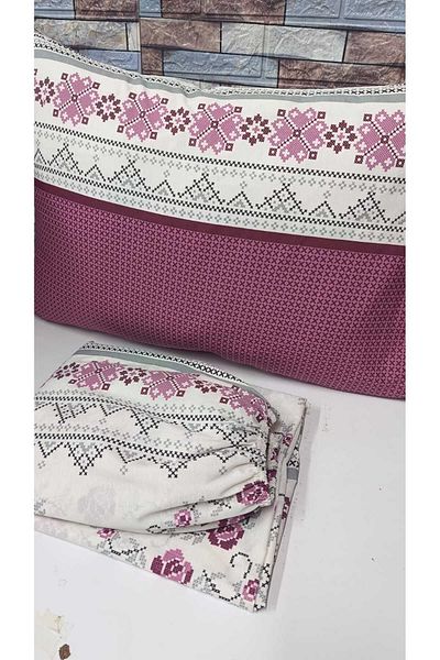 GASEL ÇARŞI Double Cross Stitch Pattern Cotton Elastic Sheet Set