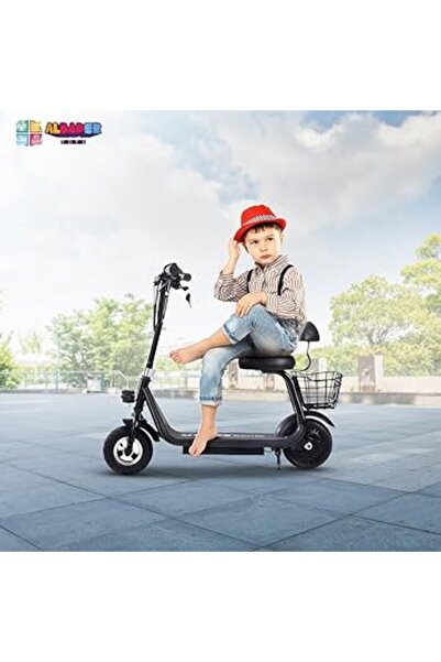 ALBADER Electric Kick Scooter V15 with Rear Basket & Front Light, Electric Scooter For Kids 36V