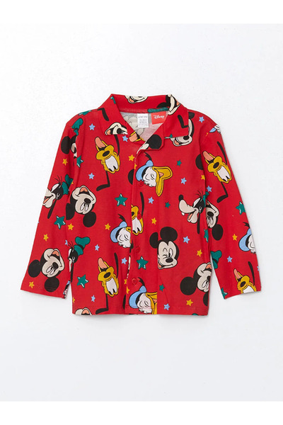 LC Waikiki LCW baby Kırmızı Polo Yaka Uzun Kollu Mickey Mouse Baskılı Erkek Bebek Pijama Takımı İMREX GLOBAL