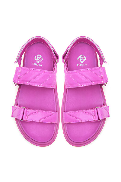 Desa Γυναικεία Ροζ Δερμάτινα Σανδάλια