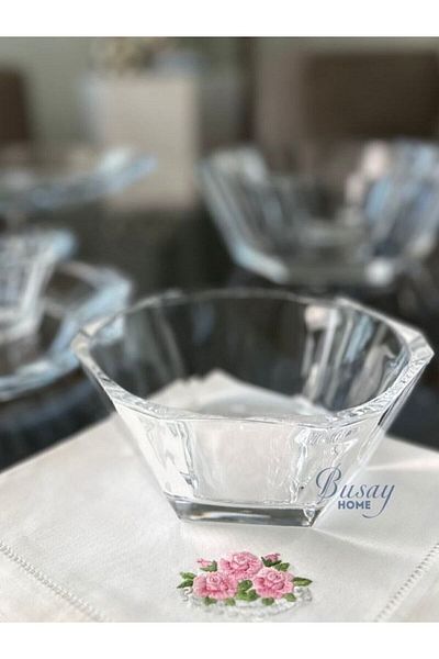 Paşabahçe Busayhome Nude Reflection Series Crystal Glass Bowl, Presentation Bowl, Snack Bowl, Presentation Bowl, Serving Bowl
