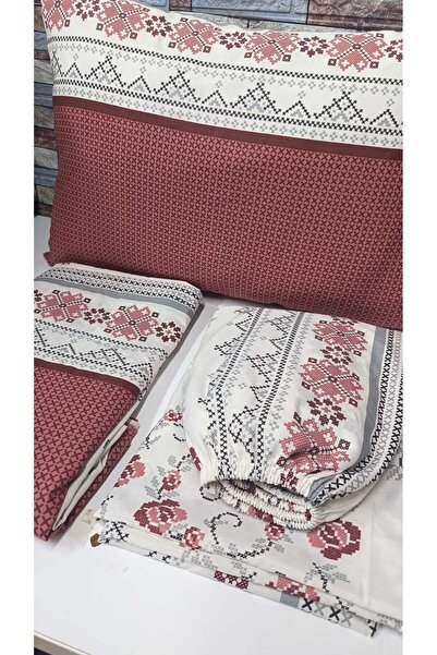 Gasel Home طقم غطاء لحاف قطني بنمط غرز متقاطعة (ملاءة مطاطية)