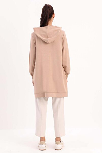 ALLDAY Mink-Stone Detailed Hooded Cardigan