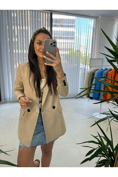 caddstore Яке Foo New Mink Lenen Blazer