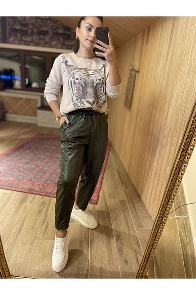caddstore Khaki Leather Look Shalwar