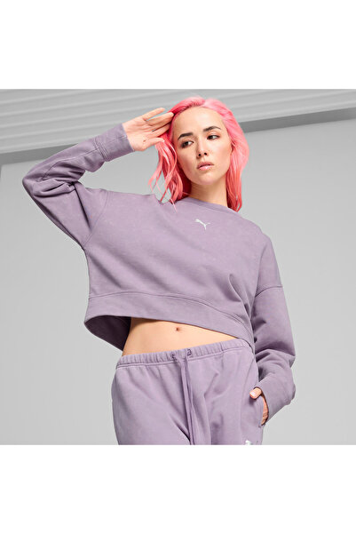 Puma Dare To Relaxed Washed Crew Kadın Mor Günlük Sweatshirt