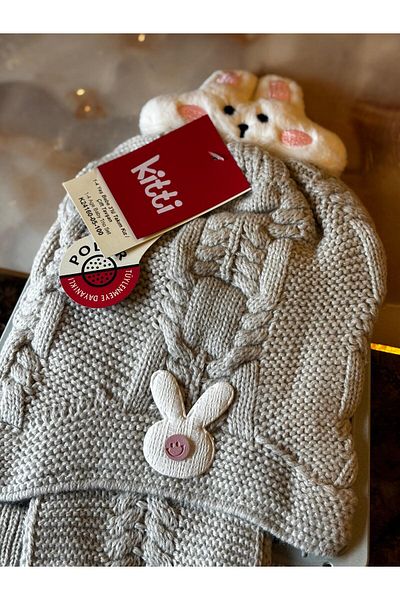 Kitti 1-4 Years Old Gloves Set - Double Rabbit Girl Scarf